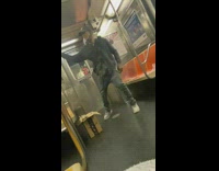 Guy does martial arts on subway 