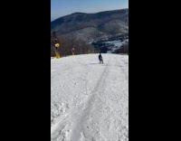 Man snowboard downhill fell down on snow