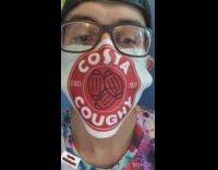 Guy white face mask costa coughy coronavirus 