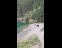Woman in dress interpretative dance near lake