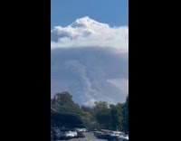 Smoke cloud aftermath from wildfire incident video