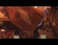 Smoke come through from crack on firewood