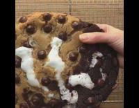 Giant Cookie Made From Marsh Mellow Broken in Half