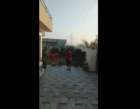 Guy kick ball and hit car alarm