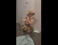 Toddler rocks too hard on rocker horse and falls