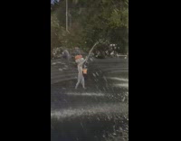 Human statue person water fountain lantern pumpkin