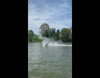 Guy tips speedboat over 