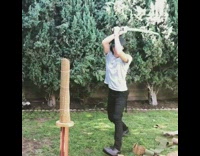 Guy cuts misses samurai sword