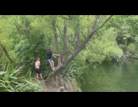 Man swings and lands a bad backflip