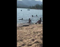 Two group photo shoot bikini beach seaside