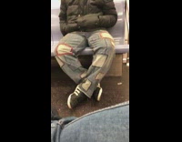 man wears jeans with jean patches 