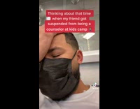 Guy throws giant ball at little kid at camp