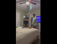 Collab BitchMP - Three girls bottle tied to fan blindfolded