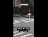 Girl in skirt walk pedestrian main character