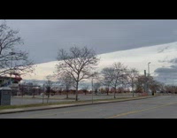 Long straight edge of grey clouds sky