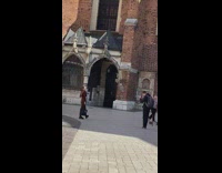 Woman brown formal dress video shoot church