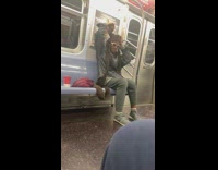 Collab Subway Creatures - Guy wraps scarf around his head and calls himself indian on subway train