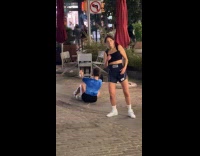 Two women weird dance to Michael Jackson song