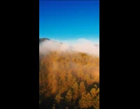 Aerial video of morning sunrise in mountain