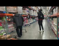 Collab FunBestVids - Guy throws rice in the air at warehouse store on shoppers and pretends he didnt do it