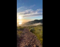 Man shows view in hike 