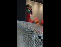 Frosty the snowman inflatable shakes hands