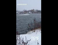 Guy rides jet ski while it snows 