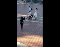Girlfriend gets proposed to near fountain