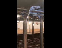 Icicles formed on the subway train tracks