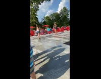 Woman carry pet dog tiktok dance Lake of the Ozarks