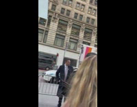 Human traffic jam at subway station exit