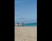 Woman bikini white cap swim beach pictorial