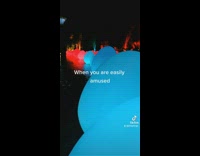 Guy hits balloons and they change colors in line