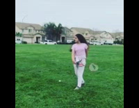 Girl tries to hit badminton shuttlecock but misses every time