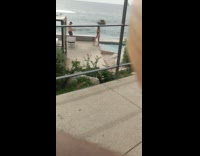 woman next to poolside steps pt 1