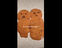 Thin cookie dough baked then becomes large