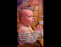 Baby confused hearing yeehaw at texas roadhouse