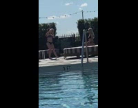 Woman black bikini photo shoot poolside Part 1