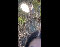 girl hiking trail light pic