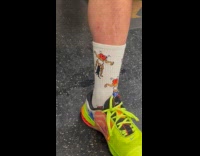 Man wearing socks with twerking print 