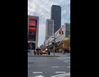 People dressed as star wars characters seen from window 