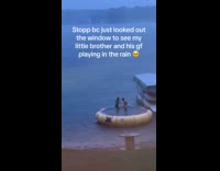 Collab BitchIG2 - Couple plays in inflatable trampoline on the lake