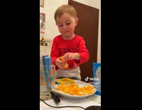 Collab ClipsIG - Kid Excitedly Eats Orange then Spits it