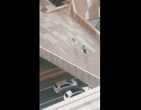 Woman crop top black pants flips hair bridge