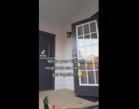 Guy dances to Latin music from neighbors 