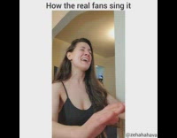 Woman sings in high pitched falsetto voice, Thinkin bout u Frank ocean