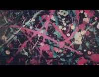 Blue pink white paint splatter painting art