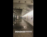 Water leaks from roof and floods the floor in subway station, deadass