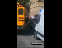 Man wear stilt sit and enter car