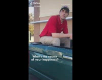 Guy asks stranger if he is happy